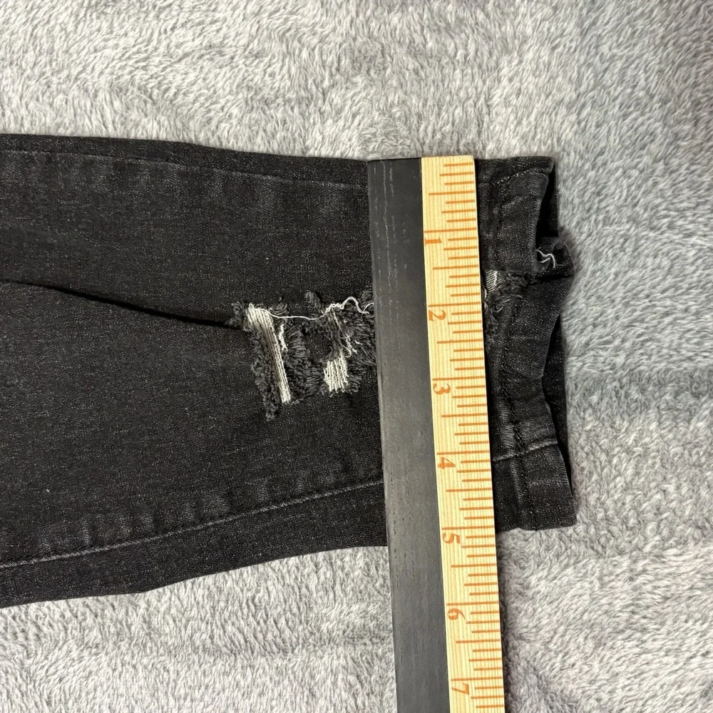 Black Distressed Skinny Jeans XXL Patches Graphic Streetwear Stretch Denim - Picture 8 of 12